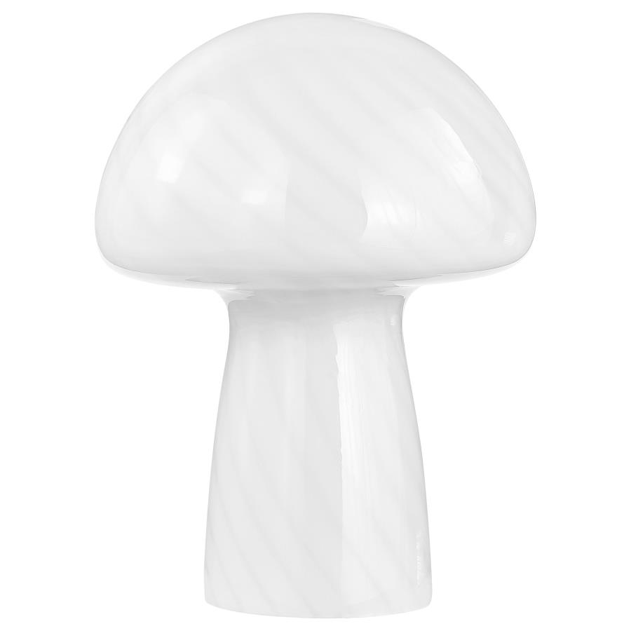 (image for) Kanaby Mushroom Shaped Glass Bedside Table Lamp White