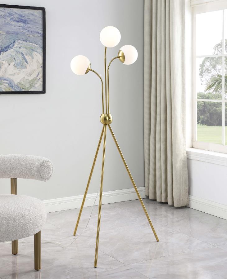 (image for) Miley 66-inch Spherical Bulb Tripod Tree Floor Lamp Gold