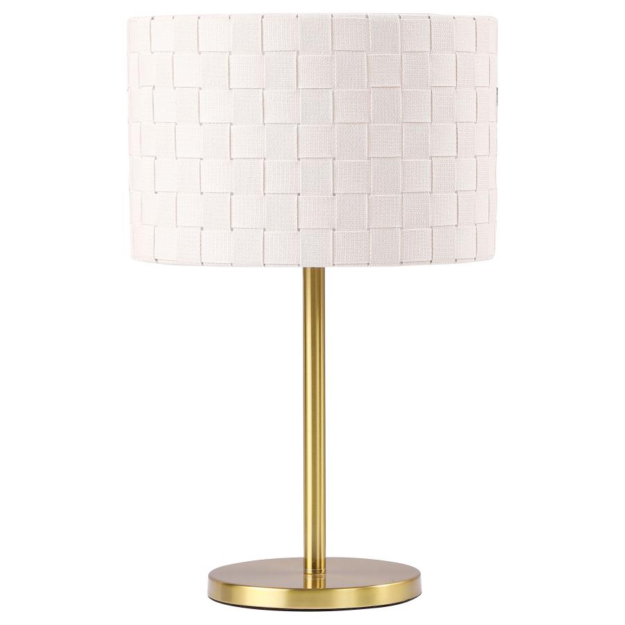 (image for) Ramiro 66-inch Drum Shade Metal Bedside Table Lamp Gold - Click Image to Close