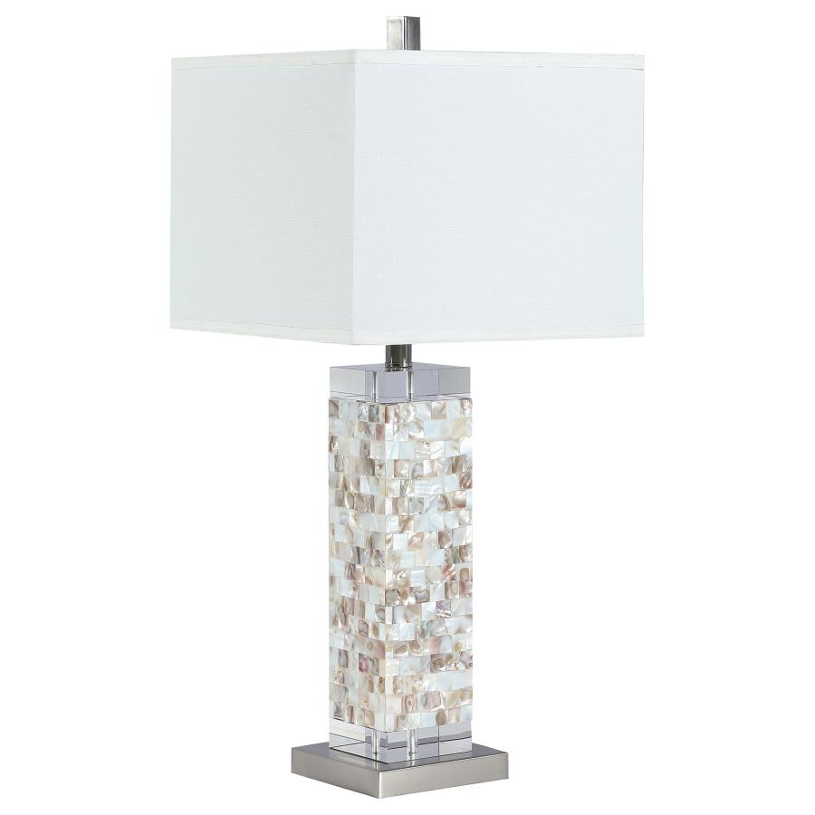 (image for) Capiz 29-inch Square Shade Mother of Pearl Table Lamp Silver