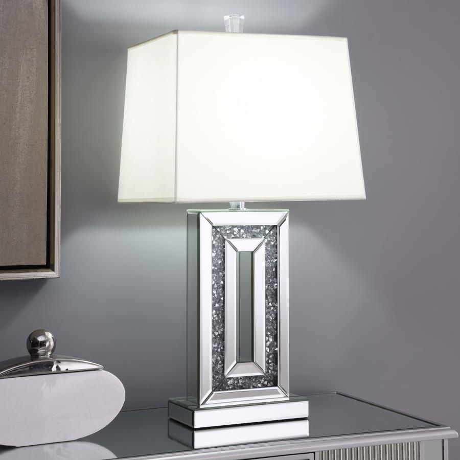 (image for) Ayelet 30-inch Tapered Shade Mirrored Table Lamp Silver