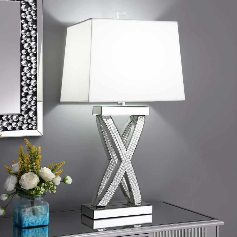 (image for) Dominick 31-inch Tapered Mirrored Acrylic Table Lamp Silver