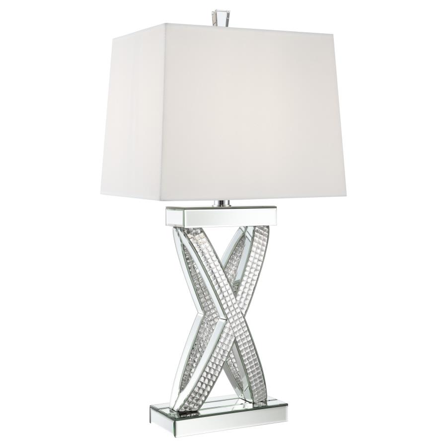 (image for) Dominick 31-inch Tapered Mirrored Acrylic Table Lamp Silver