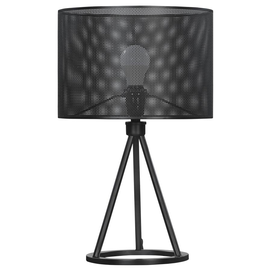 (image for) Chapin 19-inch Metal Mesh Drum Shade Table Lamp Black