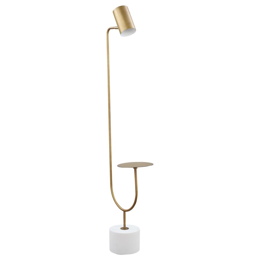 (image for) Jodie 55-inch Adjustable Floor Lamp Side Table Antique Brass - Click Image to Close