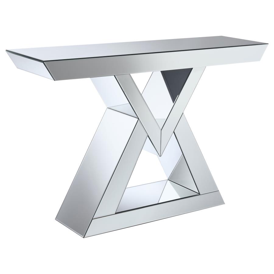 (image for) Cerecita Mirrored Triangular Entryway Console Table Silver - Click Image to Close