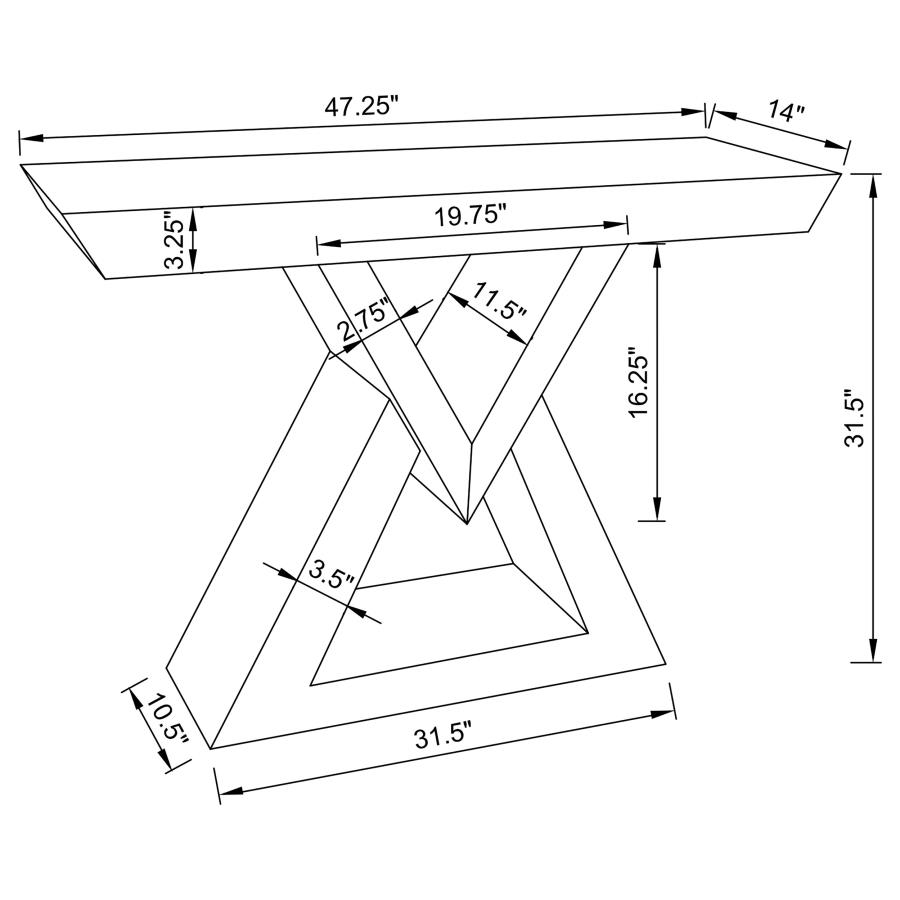 (image for) Cerecita Mirrored Triangular Entryway Console Table Silver