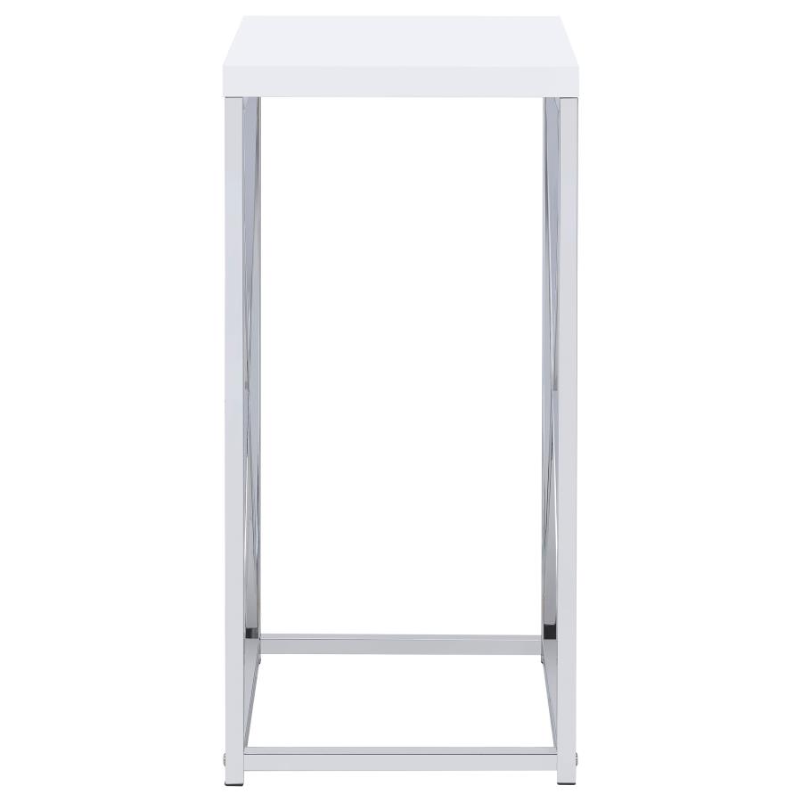 (image for) Edmund Square Accent Side Table White High Gloss and Chrome