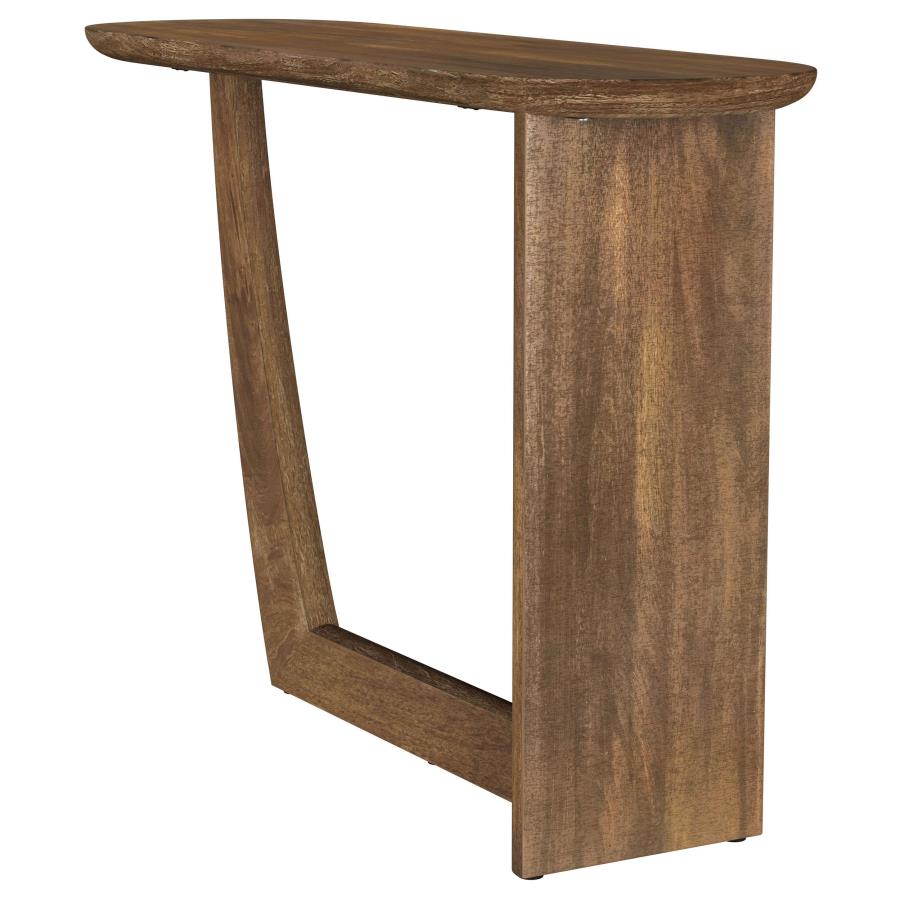 (image for) Fletcher Oval Solid Mango Wood Entryway Console Table Brown