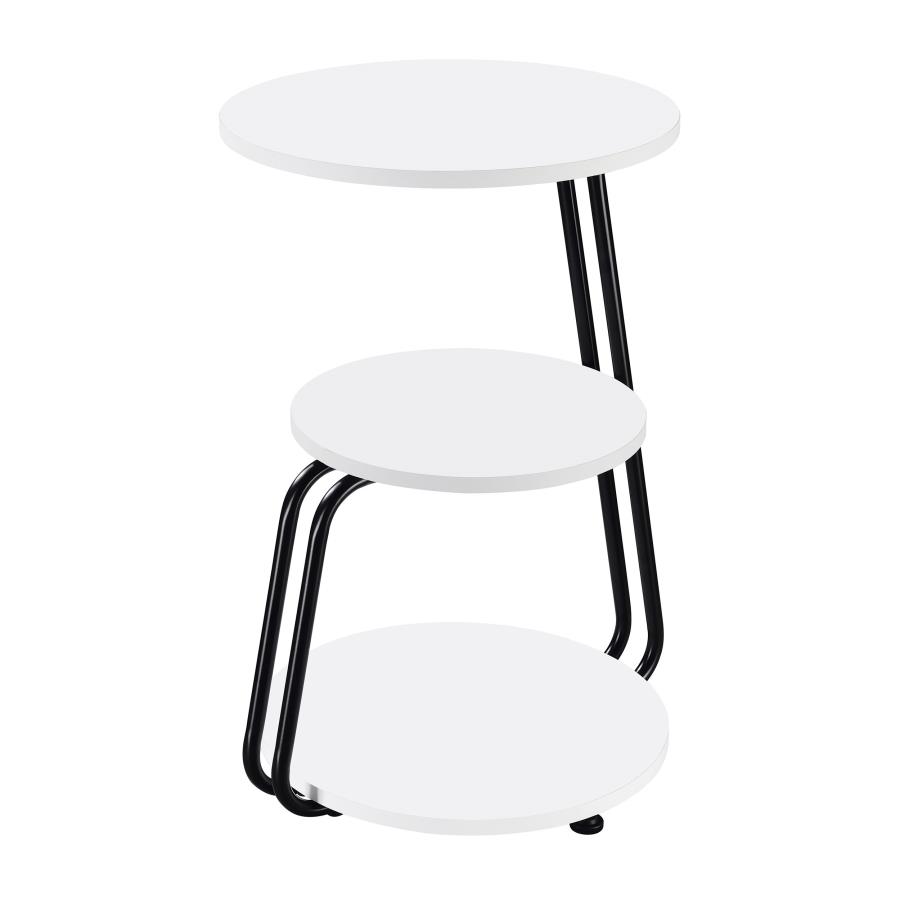 (image for) Hilly 3-tier Round Accent Side Table White and Black