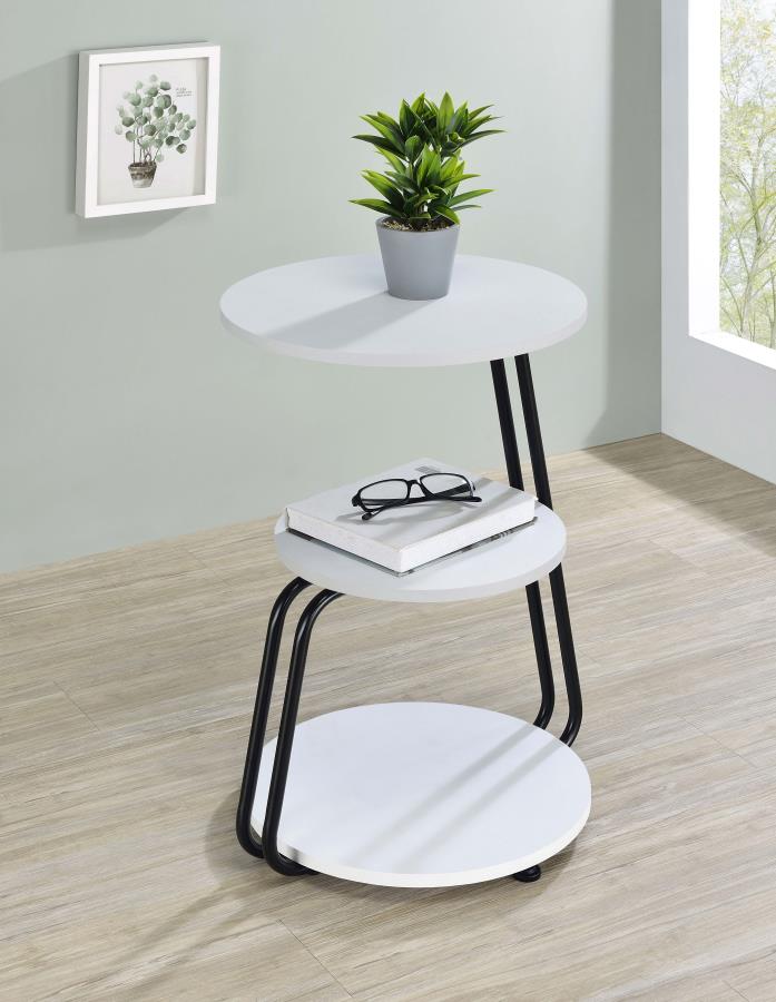 (image for) Hilly 3-tier Round Accent Side Table White and Black