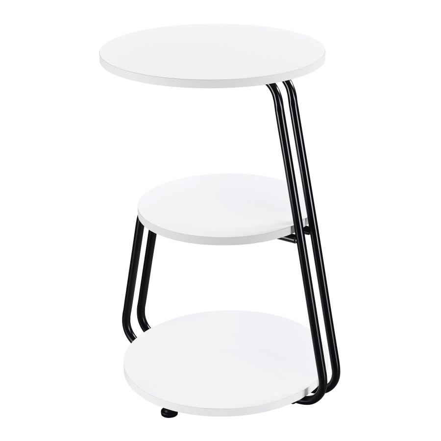 (image for) Hilly 3-tier Round Accent Side Table White and Black