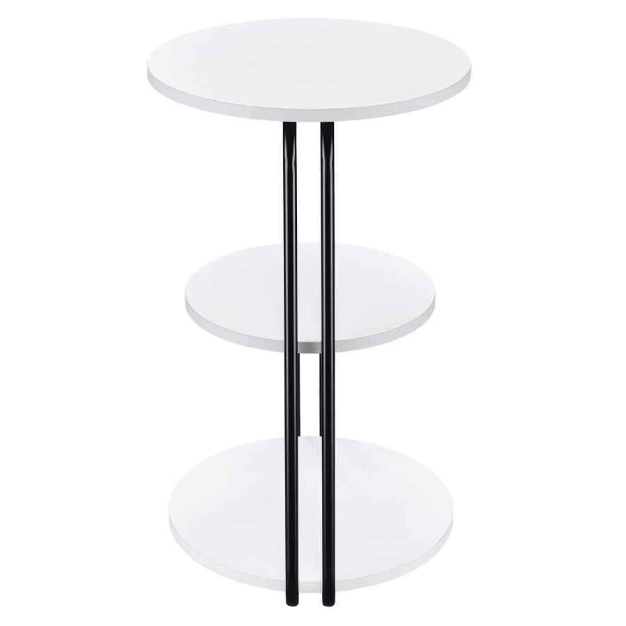 (image for) Hilly 3-tier Round Accent Side Table White and Black