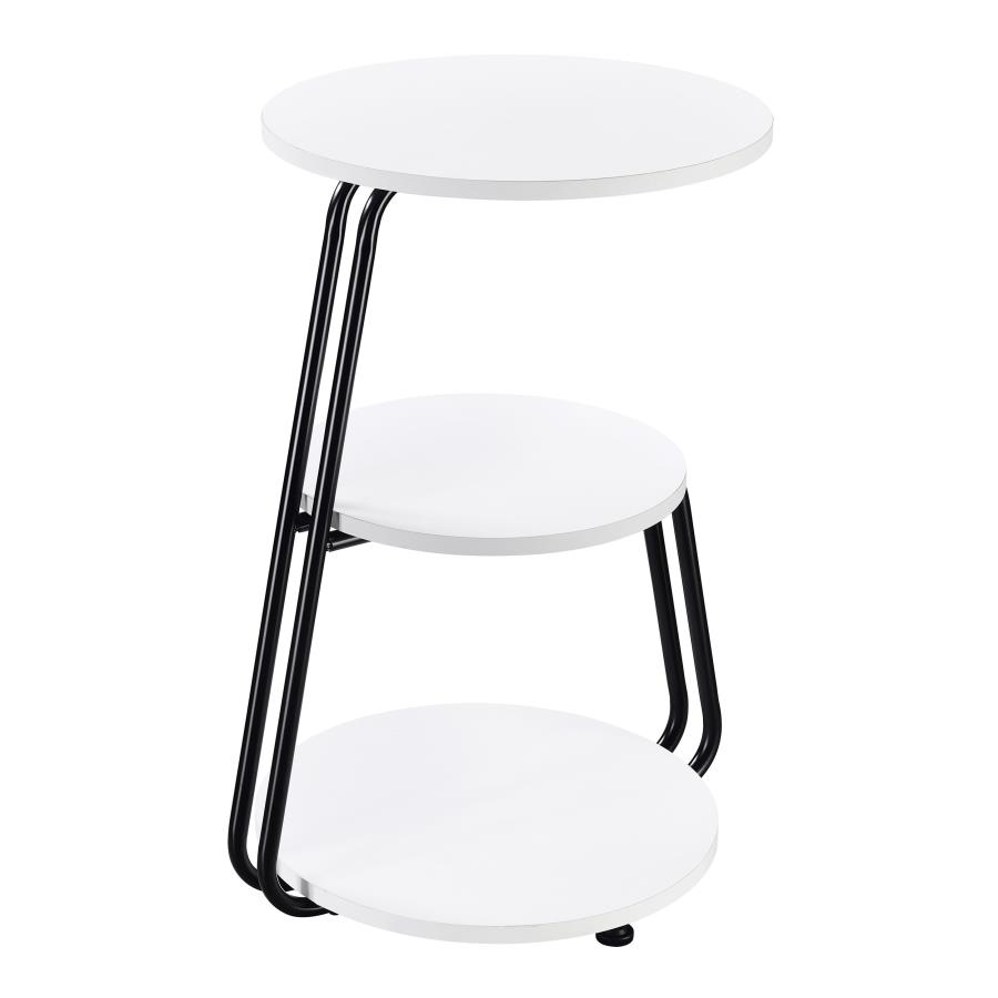 (image for) Hilly 3-tier Round Accent Side Table White and Black