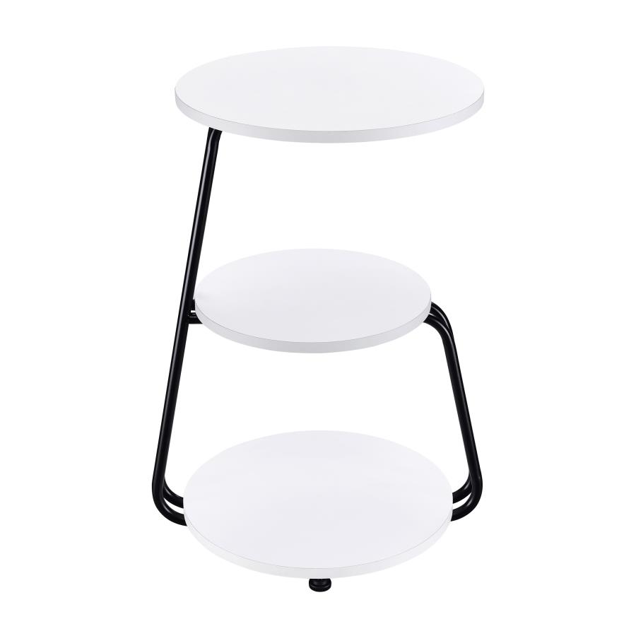 (image for) Hilly 3-tier Round Accent Side Table White and Black