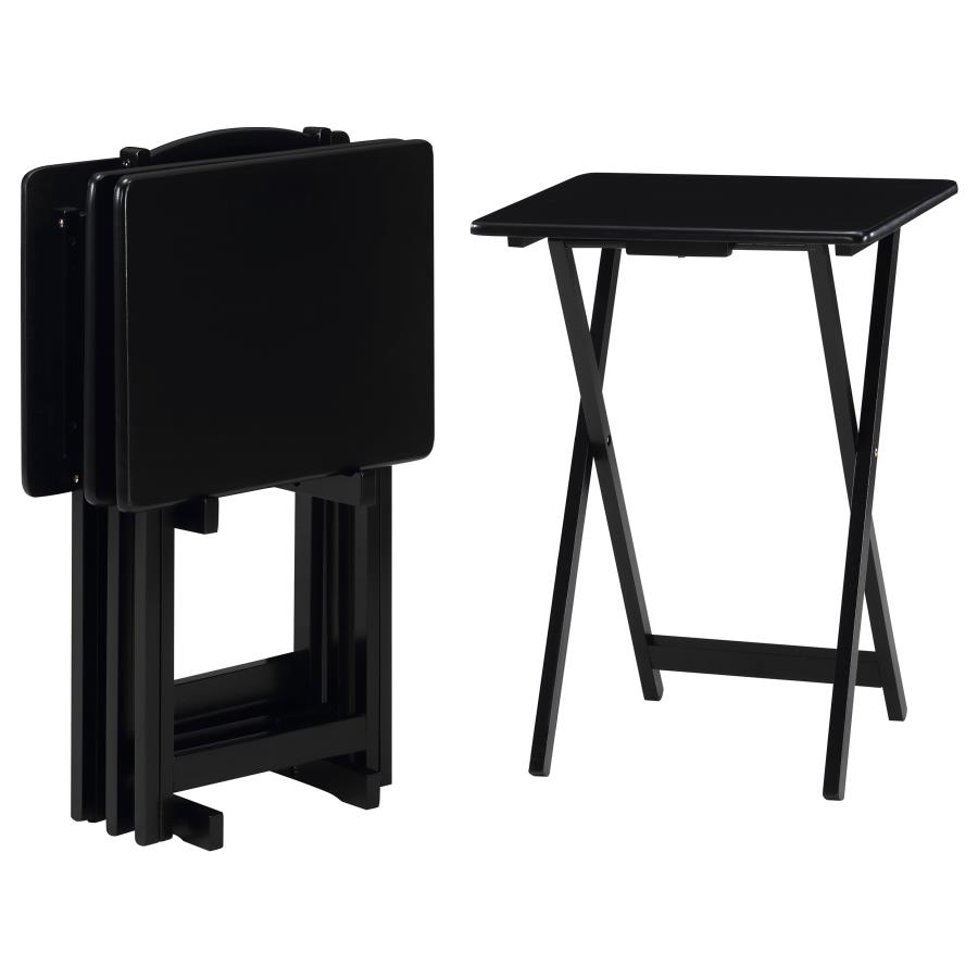 (image for) Donna 4-piece TV Tray Table Set with Stand Black - Click Image to Close