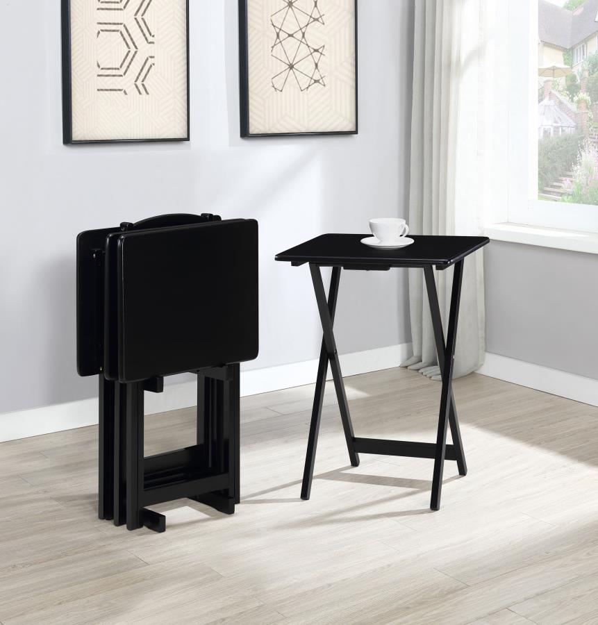 (image for) Donna 4-piece TV Tray Table Set with Stand Black