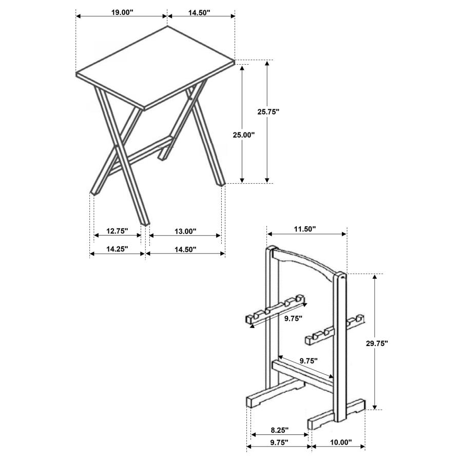 (image for) Donna 4-piece TV Tray Table Set with Stand Black