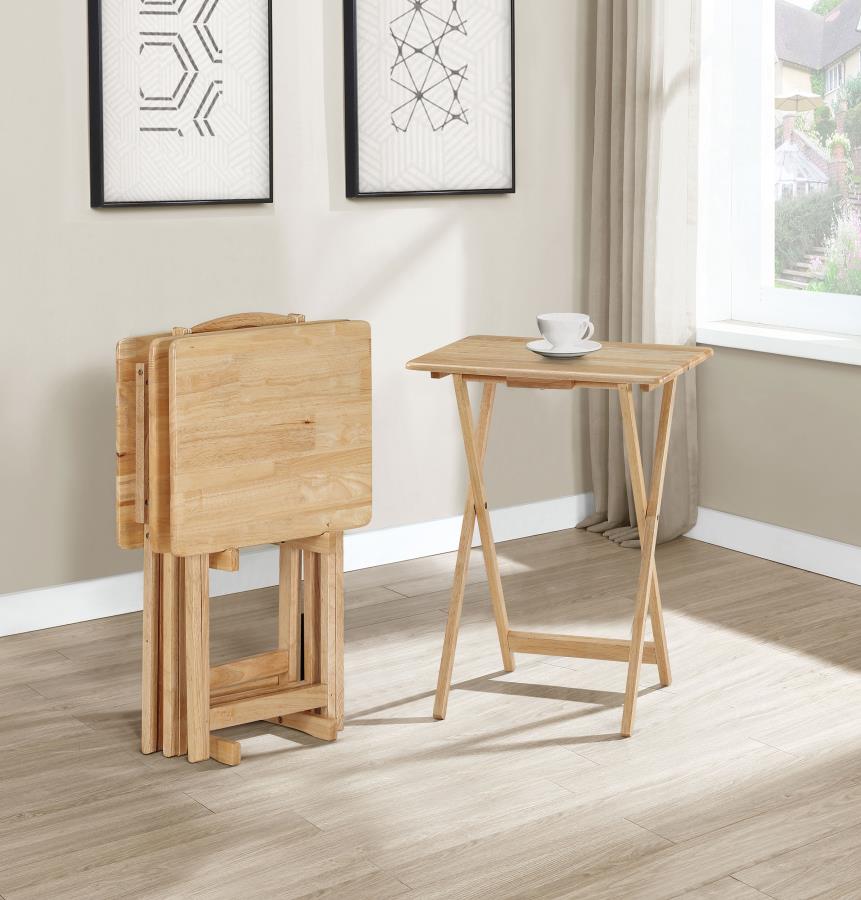 (image for) Donna 4-piece TV Tray Table Set with Stand Natural