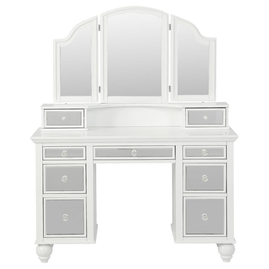 (image for) Reinhart Makeup Vanity Table Set White and Beige