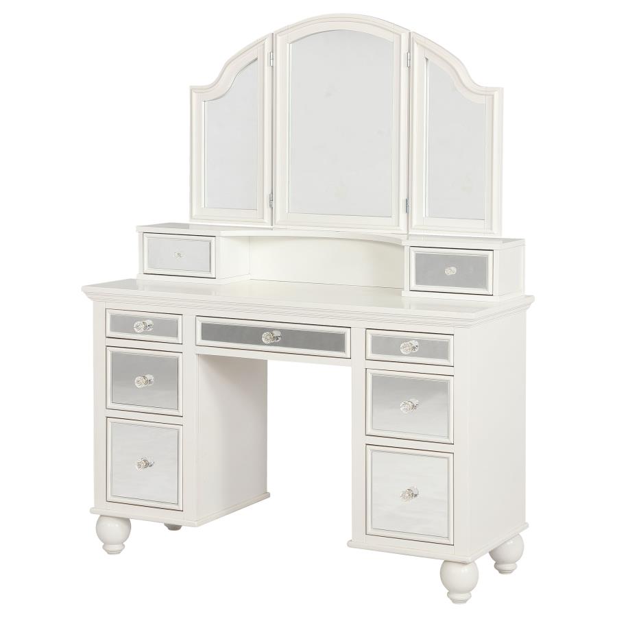 (image for) Reinhart Makeup Vanity Table Set White and Beige