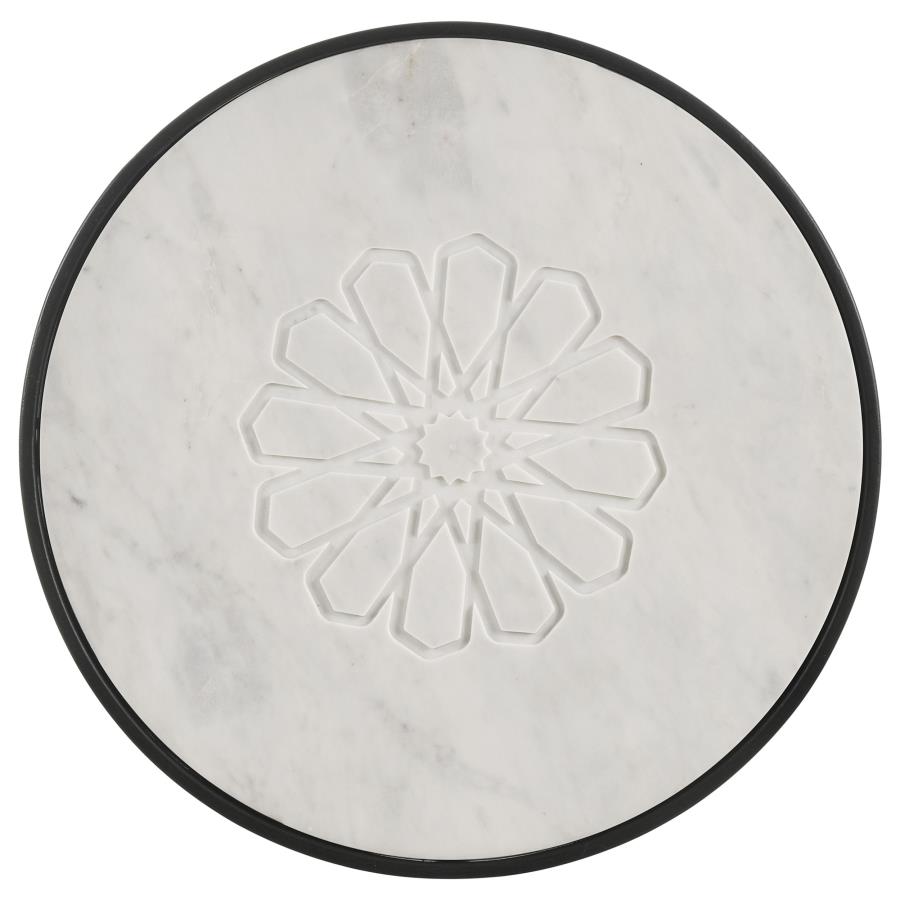 (image for) Kofi Round Marble Top Accent Side Table White and Black