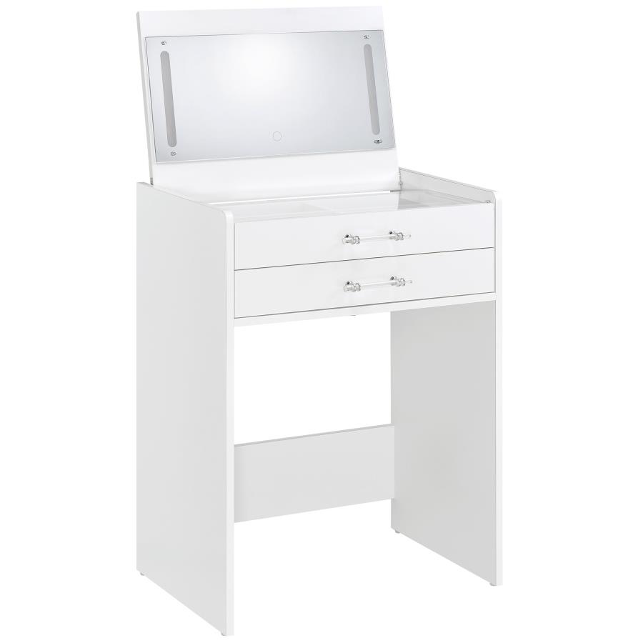 (image for) Danbury 3-drawer Makeup Vanity & Stool Set White High Gloss