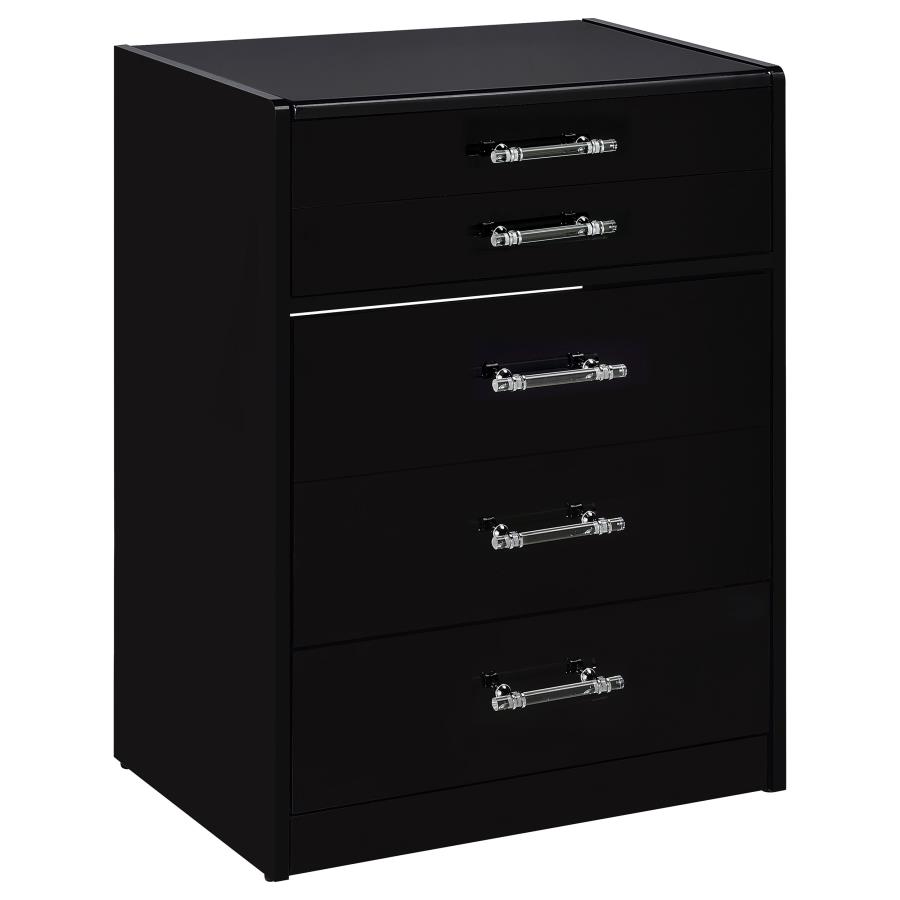 (image for) Danbury 3-drawer Makeup Vanity & Stool Set Black High Gloss