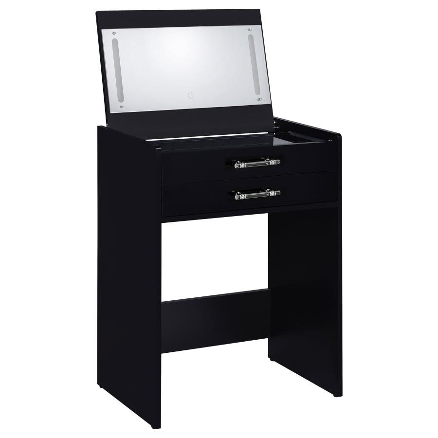 (image for) Danbury 3-drawer Makeup Vanity & Stool Set Black High Gloss