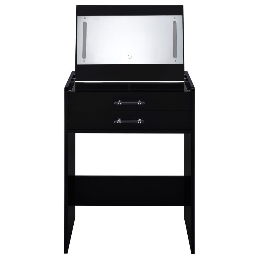 (image for) Danbury 3-drawer Makeup Vanity & Stool Set Black High Gloss