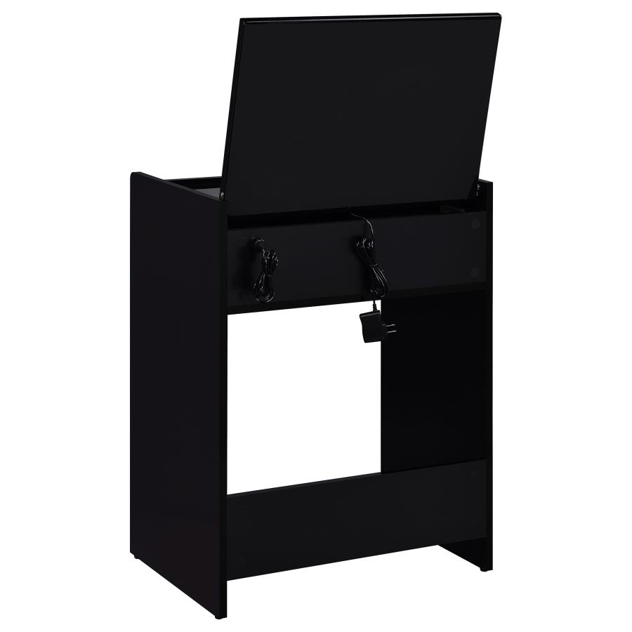 (image for) Danbury 3-drawer Makeup Vanity & Stool Set Black High Gloss