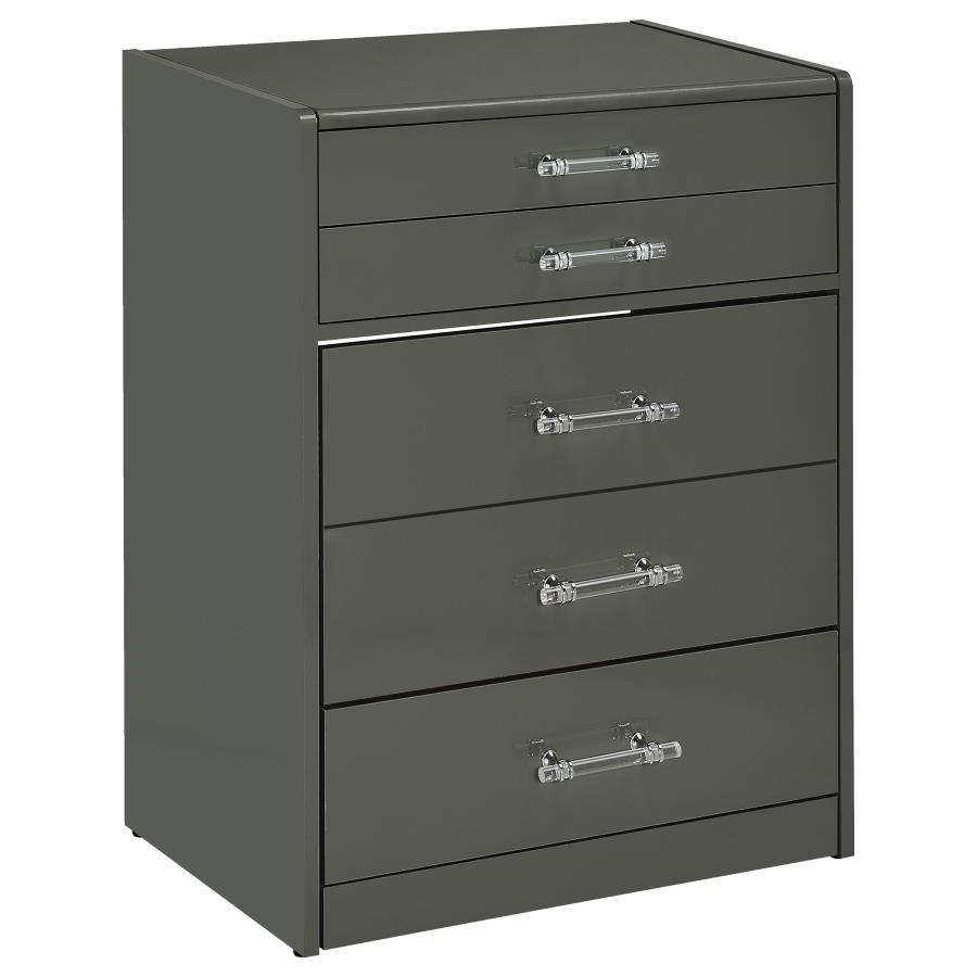 (image for) Danbury 3-drawer Makeup Vanity & Stool Set Grey High Gloss