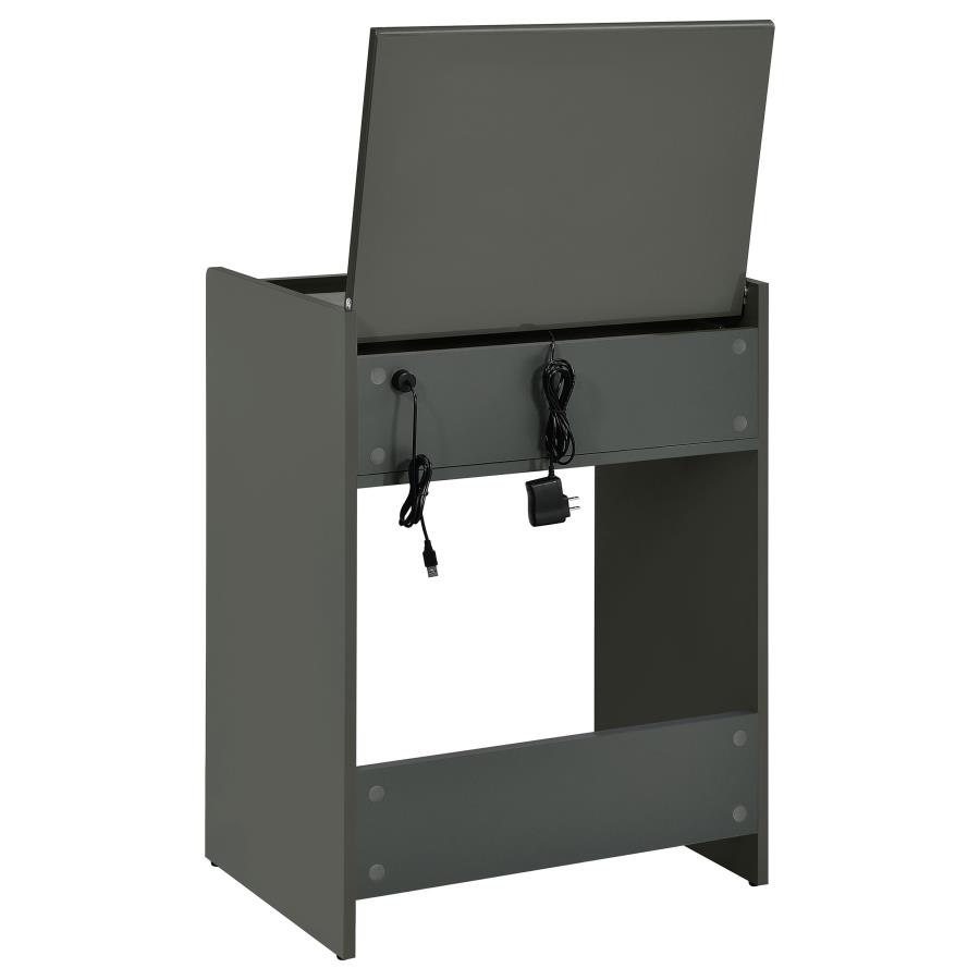 (image for) Danbury 3-drawer Makeup Vanity & Stool Set Grey High Gloss