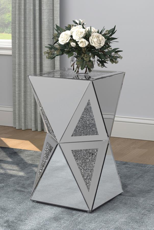 (image for) Matheo Square Geometric Mirrored Acrylic Side Table Silver