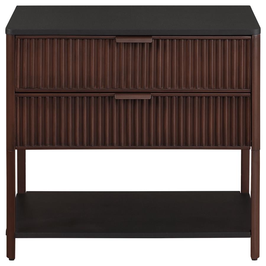 (image for) Zimmerlee 2-drawer Side Table with Shelf Rust Brown