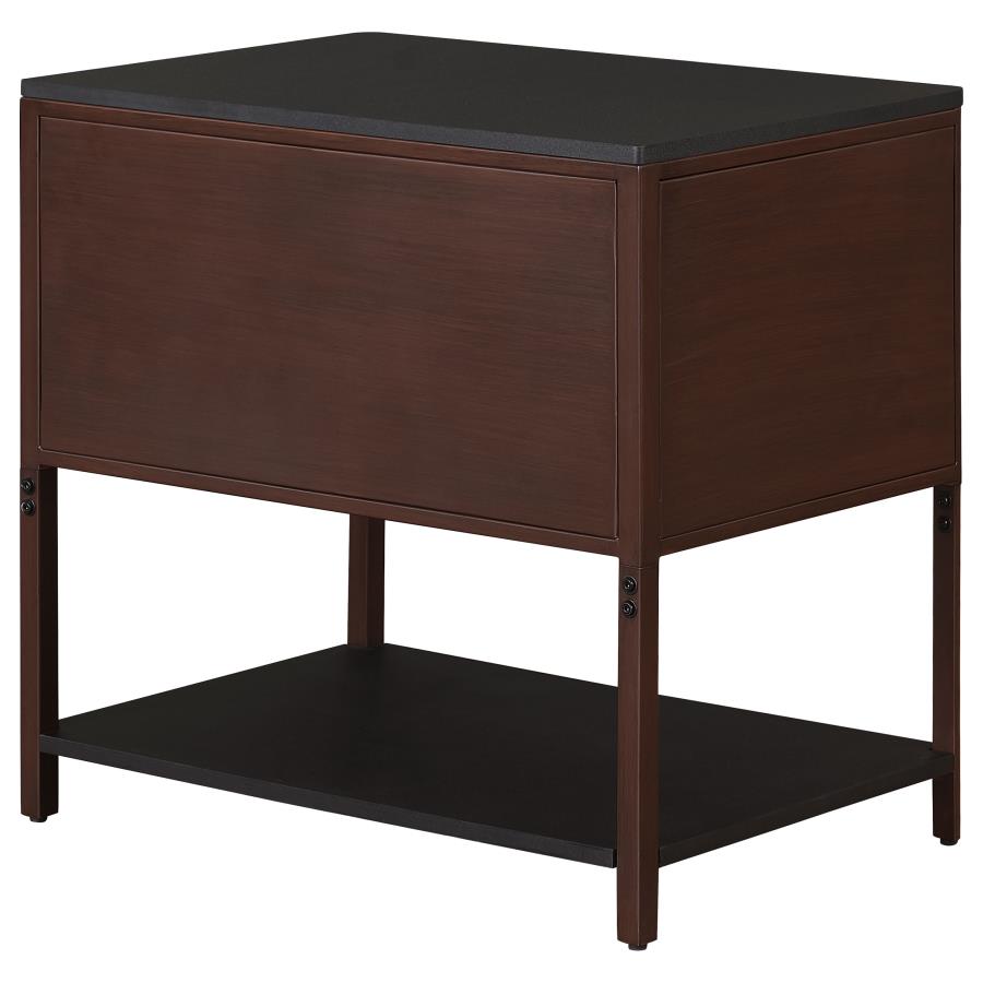 (image for) Zimmerlee 2-drawer Side Table with Shelf Rust Brown