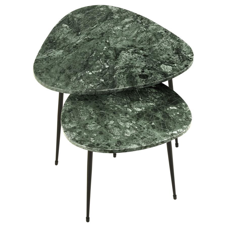 (image for) Tobias 2-piece Triangular Marble Top Nesting Table Green