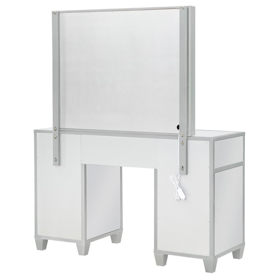 (image for) Allora 9-drawer Vanity Set with Lighting Metallic Silver