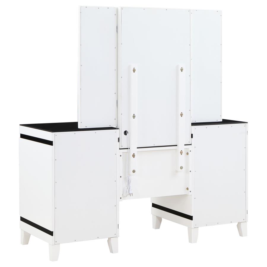 (image for) Talei 6-drawer Vanity Set with Lighting Black and White