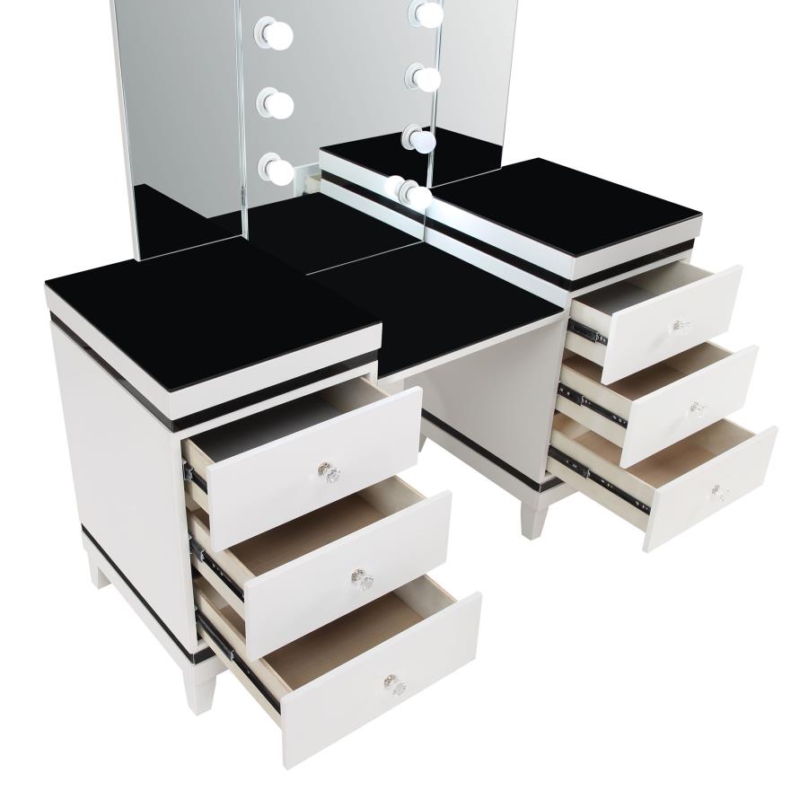 (image for) Talei 6-drawer Vanity Set with Lighting Black and White