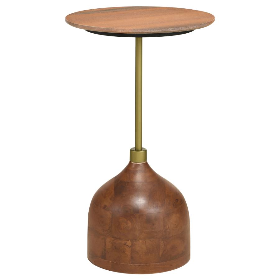 (image for) Colima Round Wood Top Accent Side Table Peach