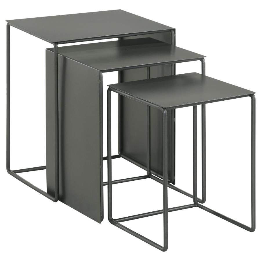 (image for) Imez 3-piece Rectangular Metal Nesting Table Set Grey