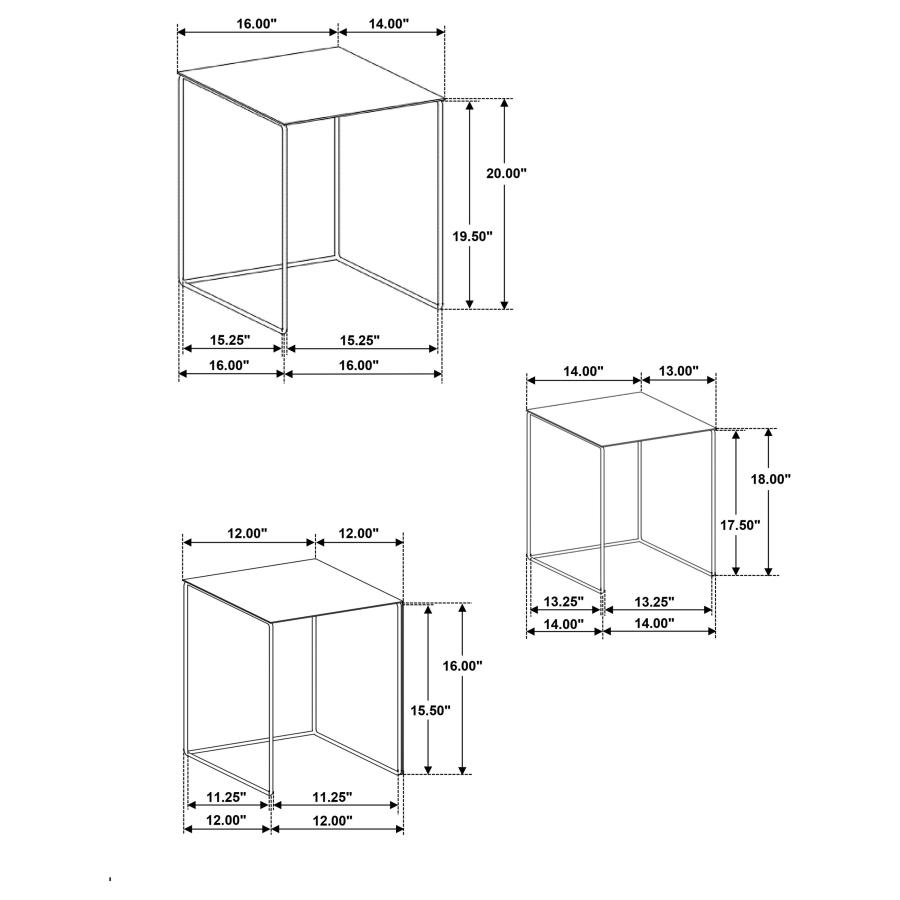 (image for) Imez 3-piece Rectangular Metal Nesting Table Set Grey