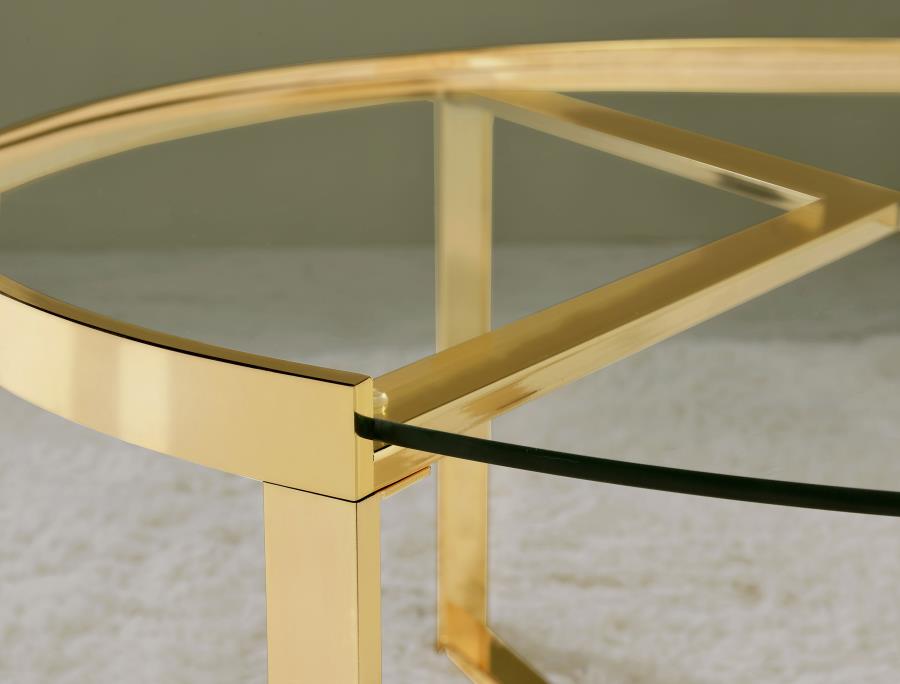 (image for) Delia 2-Piece Round Glass Top Nesting Coffee Table Gold