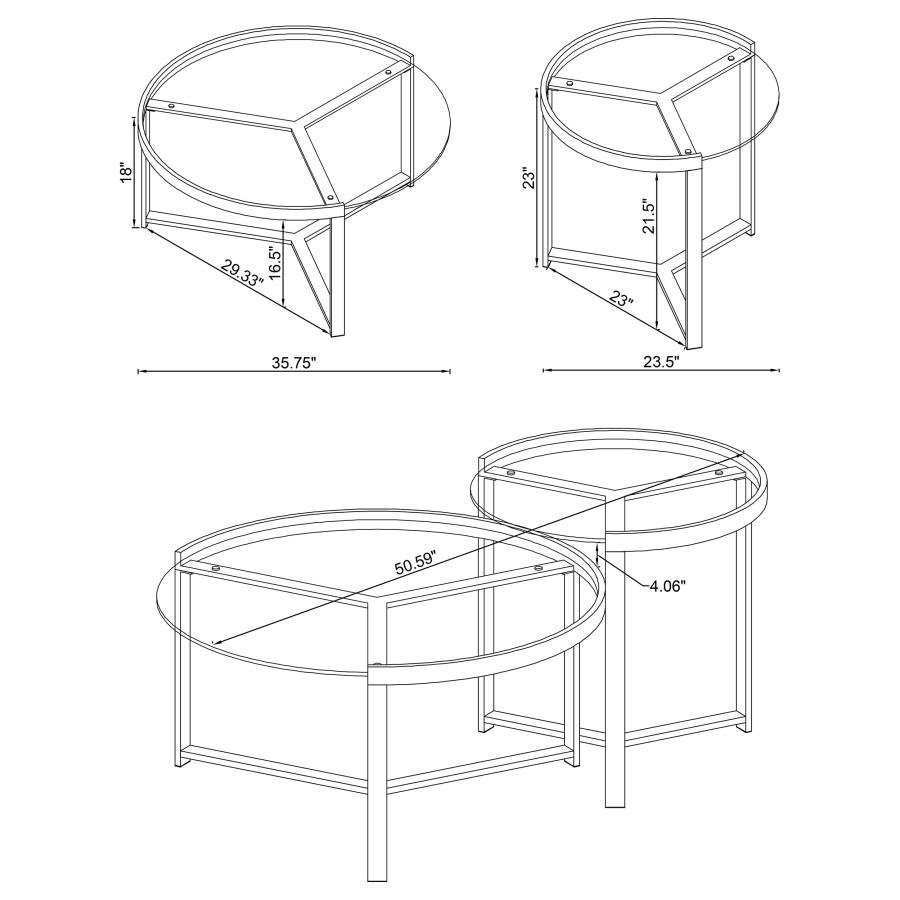 (image for) Delia 2-Piece Round Glass Top Nesting Coffee Table Gold