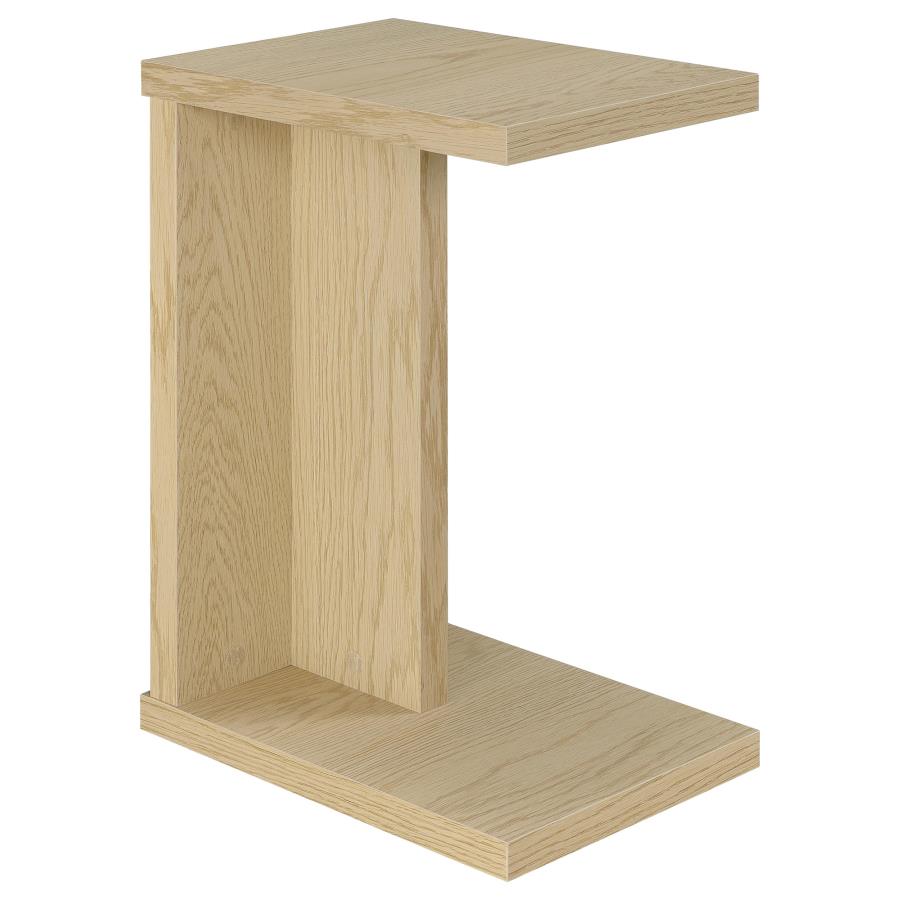 (image for) Clower Engineered Wood C-Shaped Sofa Side Table Light Oak