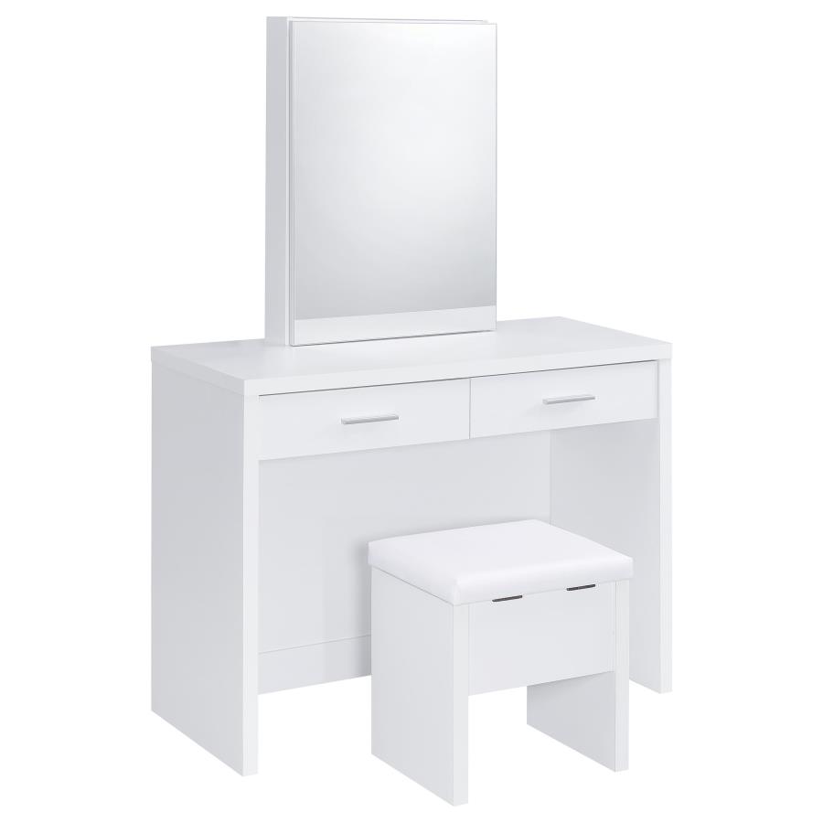 (image for) Bunbury Makeup Vanity Table Set Storage Mirror and Stool White