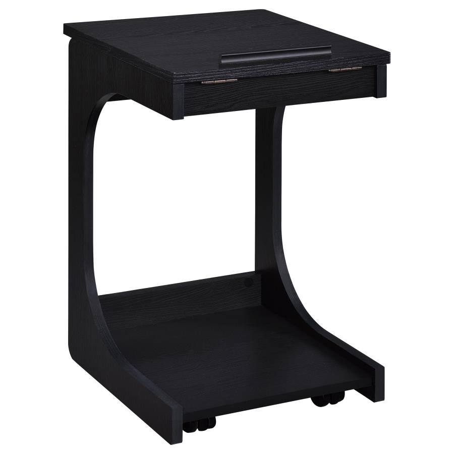 (image for) Ralston C-Shaped Lift-Top Sofa Side Table With Casters Black