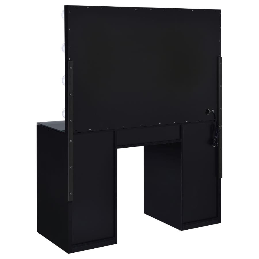 (image for) Acena 7-drawer Vanity Set with Lighting Black High Gloss