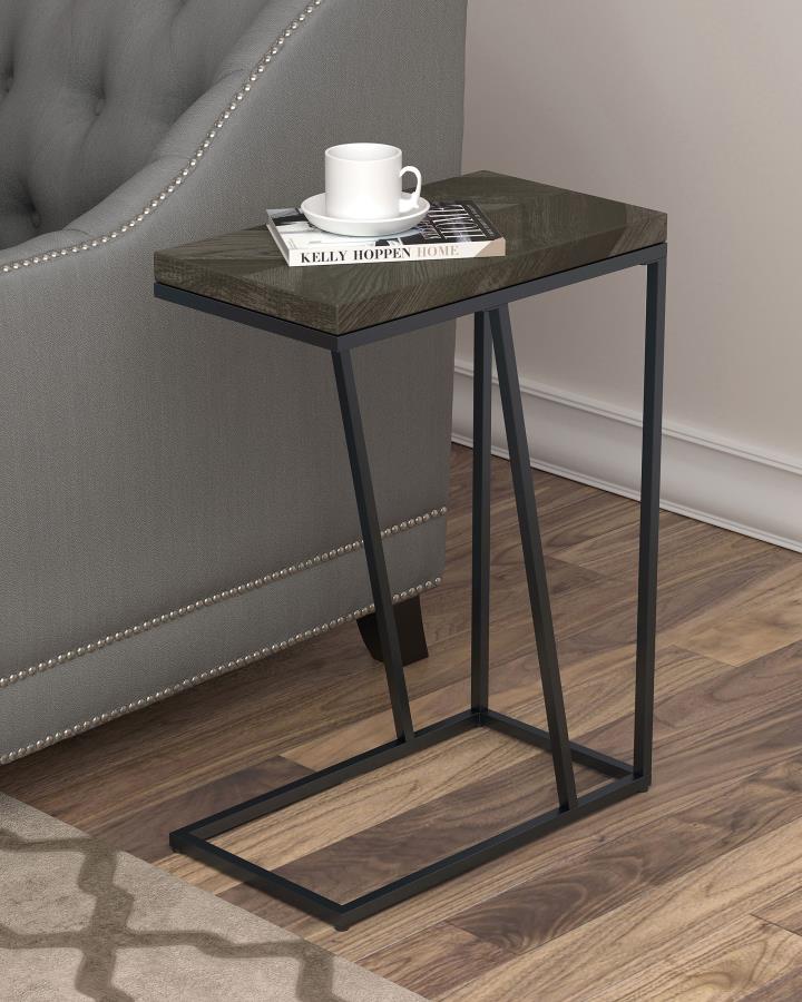 (image for) Sergio Engineered Wood C-Shaped Sofa Side Table Rustic Grey